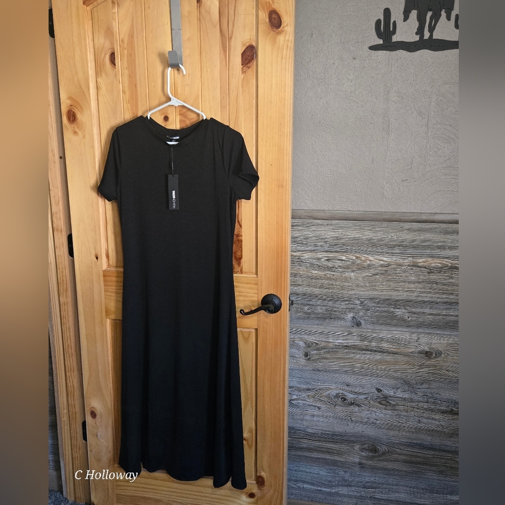 Nwt Fashion Nova Black Madison Ribbed Midi Dress Size Xl